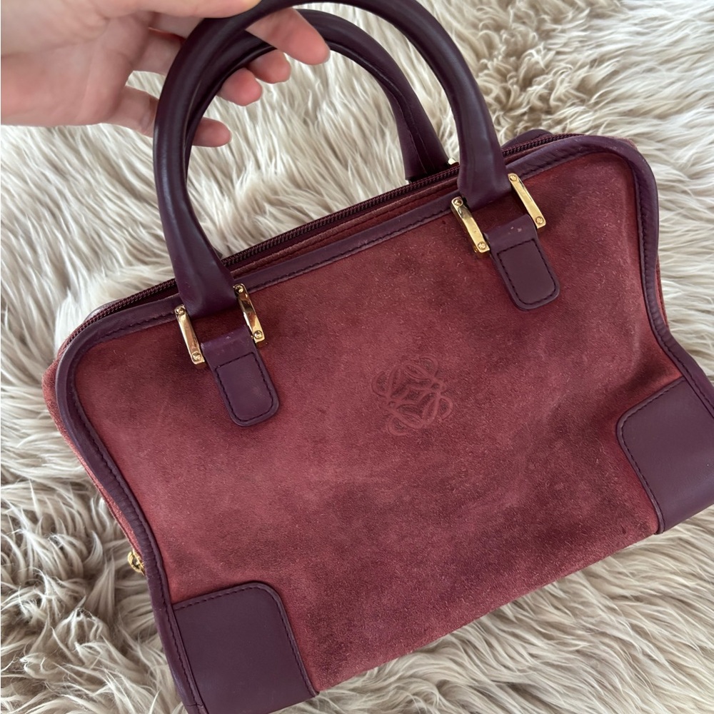 Loewe Burgundy Suede Satchel